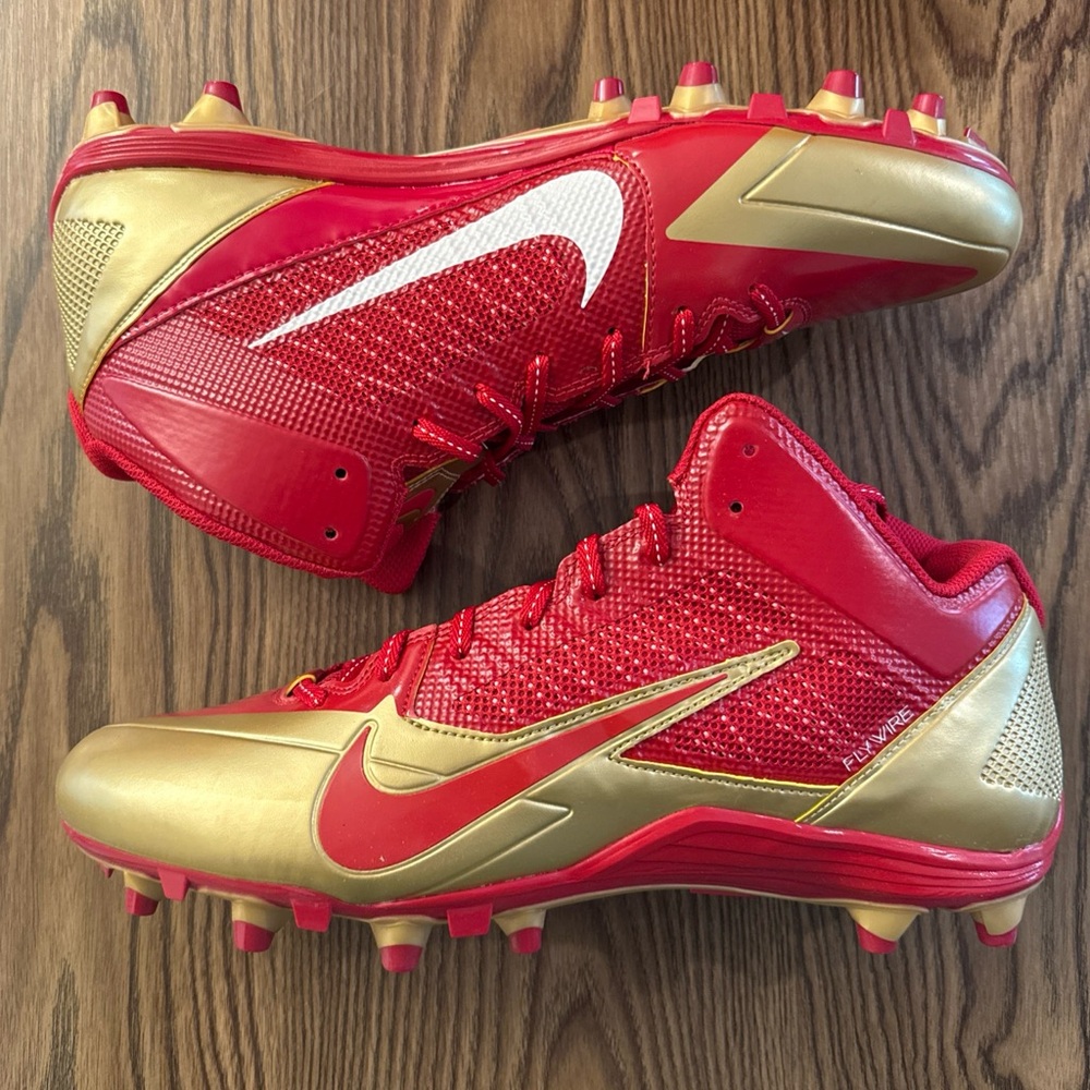 Size 13.5 Nike Alpha Pro 3/4 Mid TD PF Football Cleats NFL 49ers 622306-628